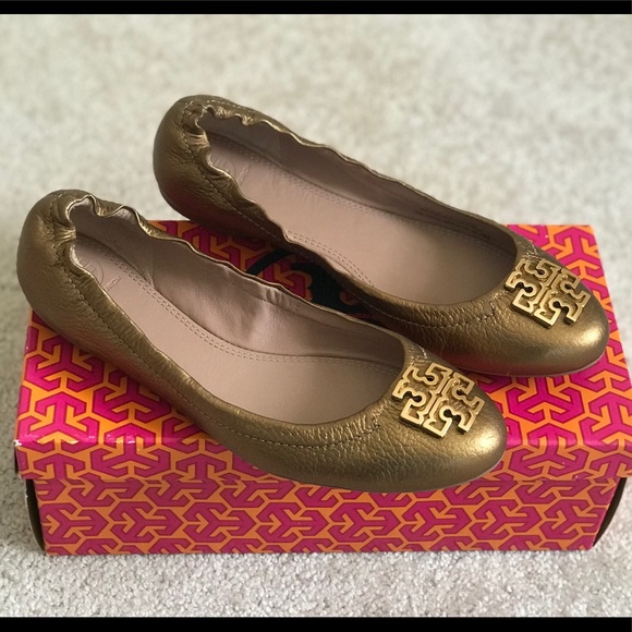 💕💕Tory Burch Melina Ballet-Bronze TumbledLeather - Picture 1 of 8